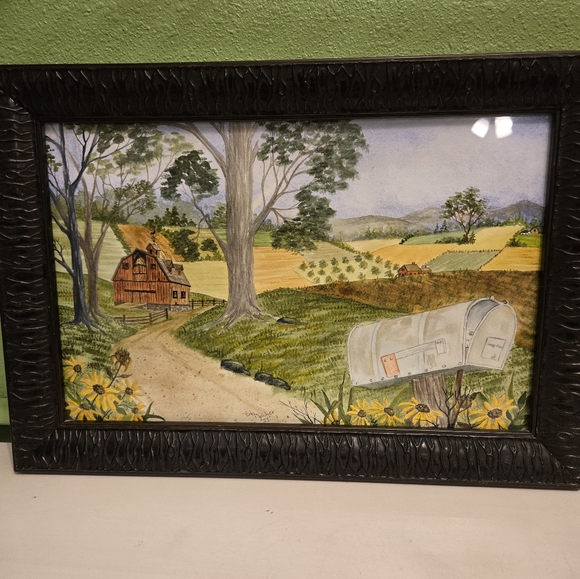 Original watercolor of countryside by Bob Miller of Florida signed and framed - Picture 1 of 6